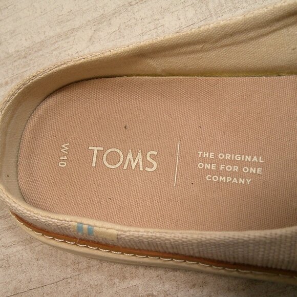 Toms Sunrise Natural Heritage Tan Canvas Knot Slip on Slides Mules Shoes Size 10 - Picture 6 of 8